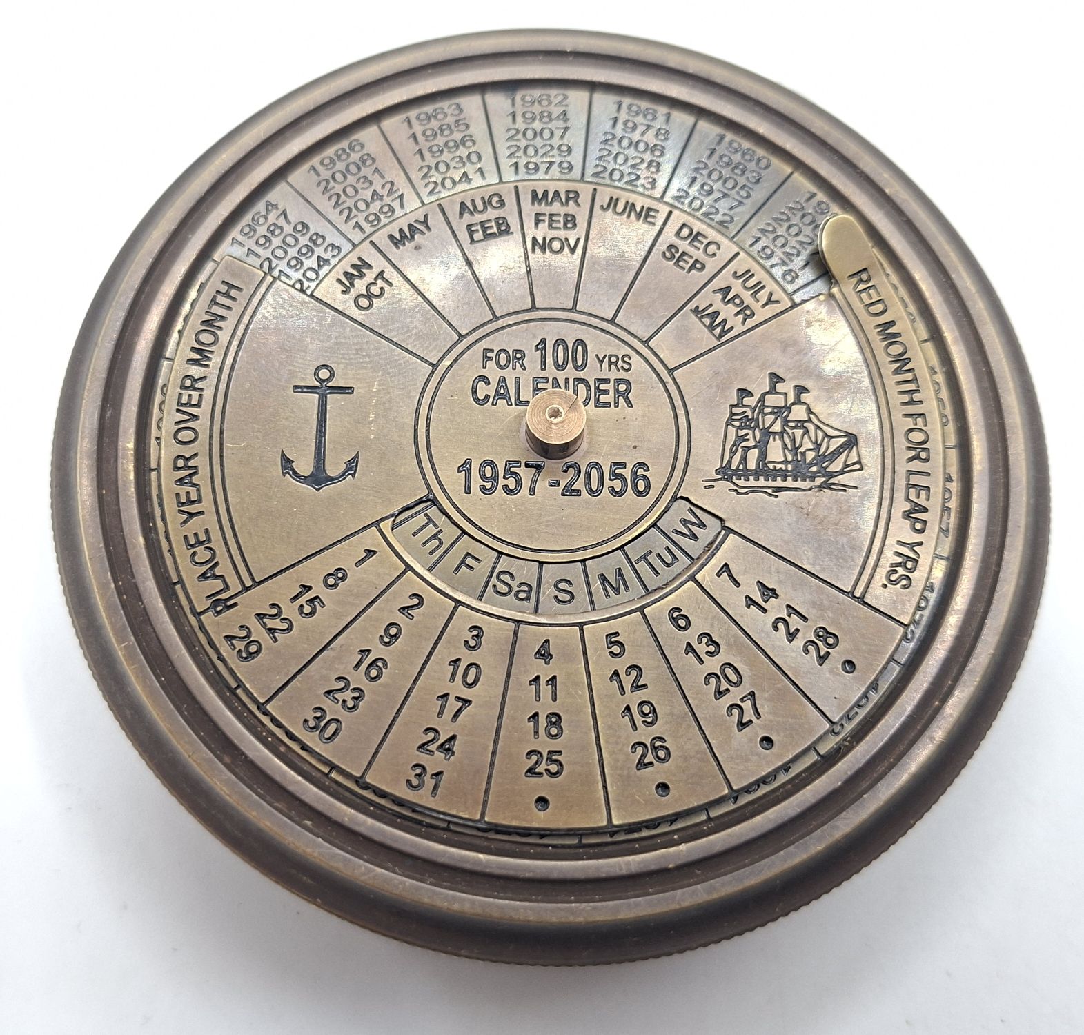 Brass 100 Year Calendar Compass