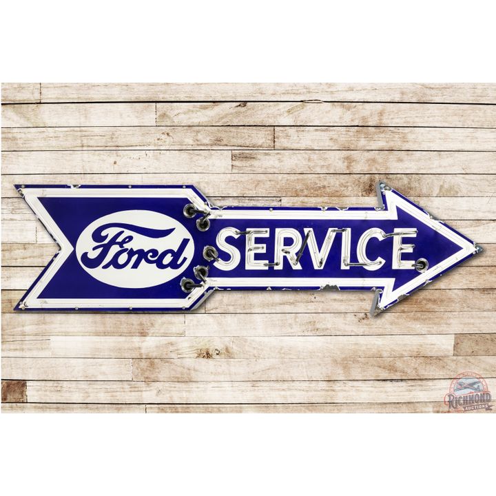 Rare 6' Ford Service Porcelain Neon Arrow Sign