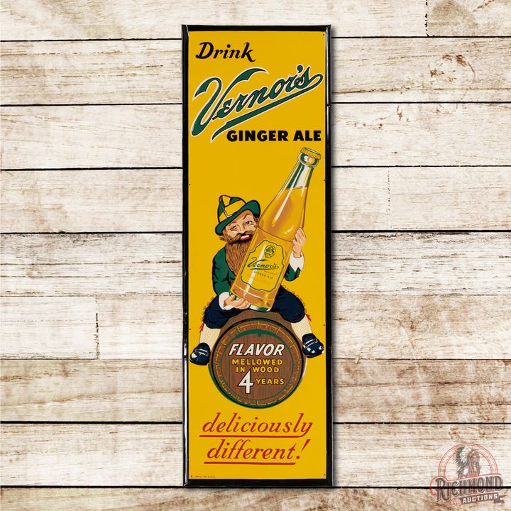 Drink Vernor's Ginger Ale Single Sided Metal Vertical Sign TAC 9