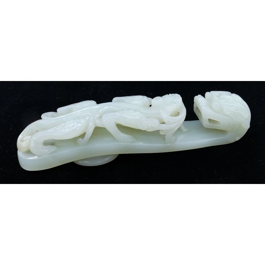 Chinese Qing Jade Dragon Belt Hook