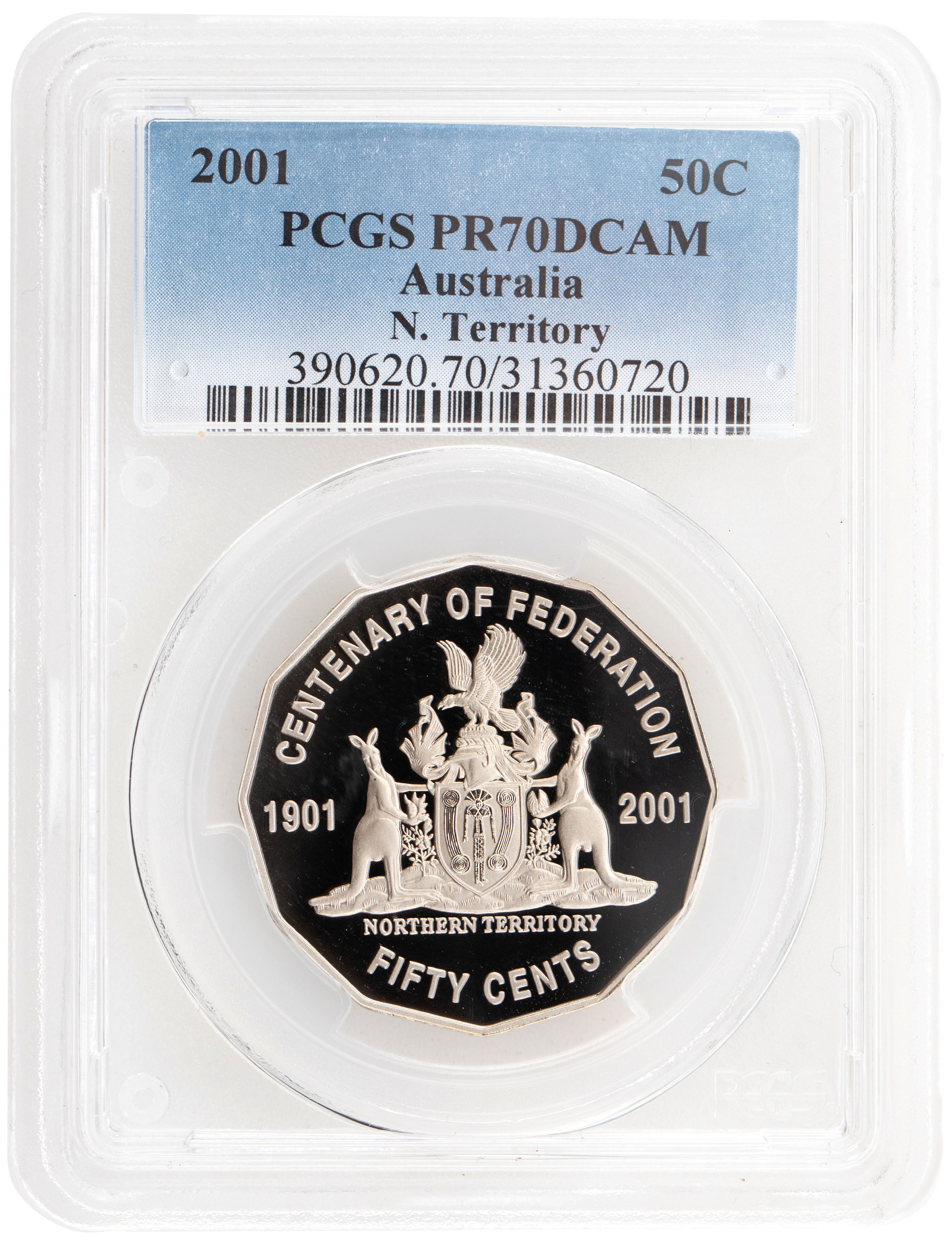 295 · 2001 Australia Fifty Cent, 50c Proof Northern Territory PCGS - PR70DCAM POP 32/0 -720