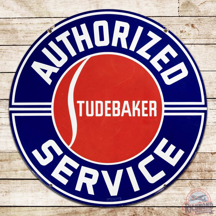 Studebaker Authorized Service 42" Double Sided Porcelain Sign