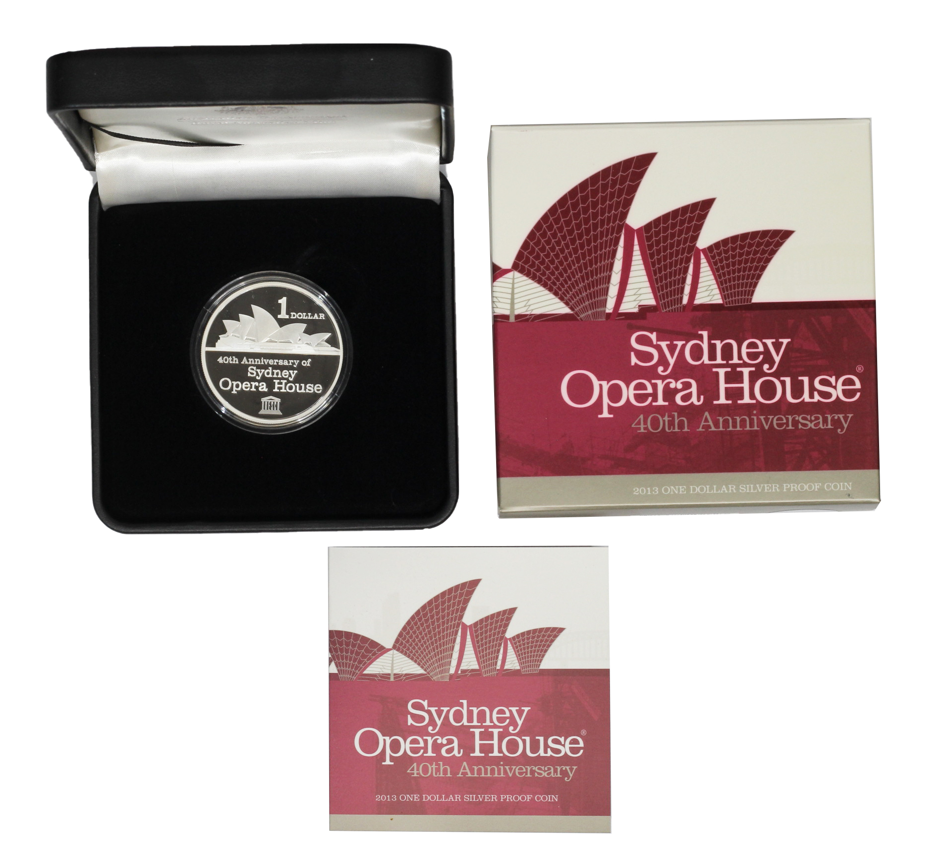 2013 RAM Silver Proof $1 40th Ann Sydney Opera House Box & COA