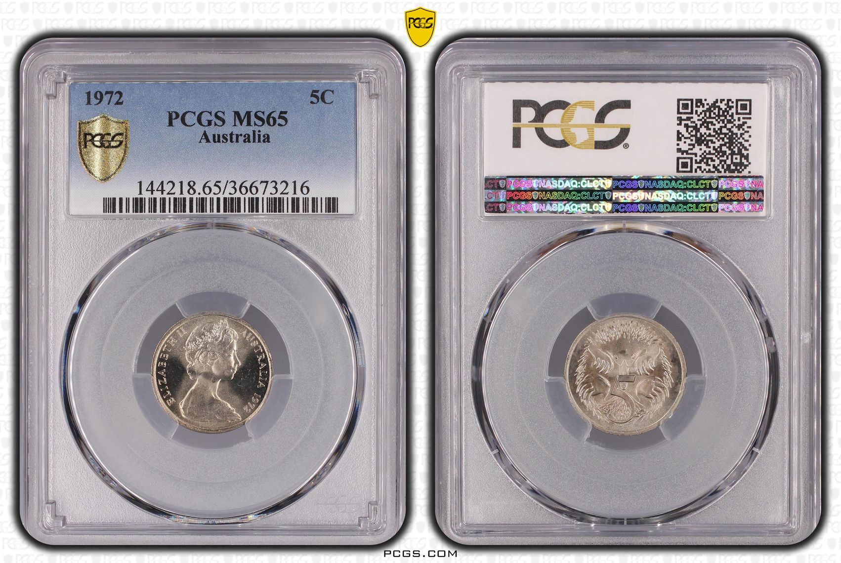Elizabeth II, Five Cent, 1972, PCGS MS65