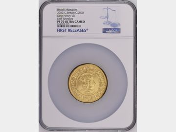 BRITISH MONARCH SERIES 2022 HENRY VII 50Z 500 POUND PF70 UCAM FIRST RELEASE