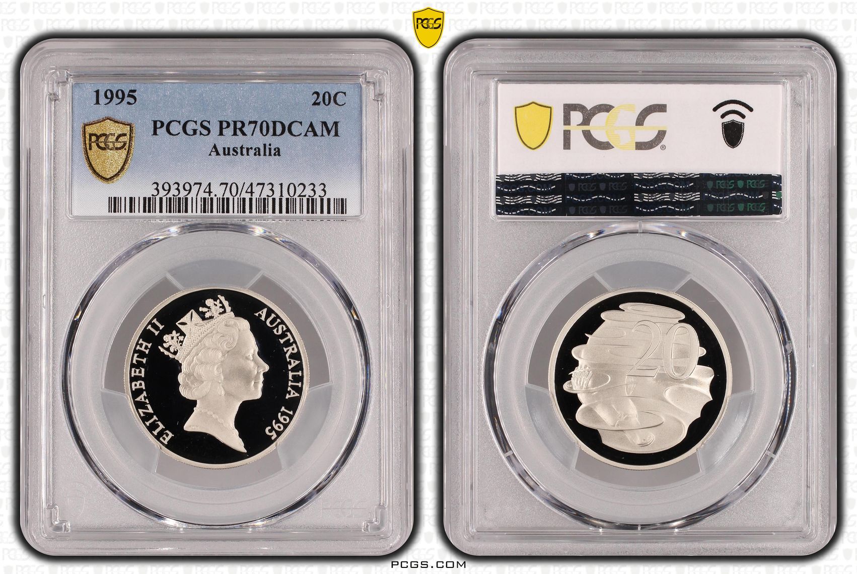 Elizabeth II, Pop 19/0, Twenty Cent, 1995, PCGS PR70DCAM