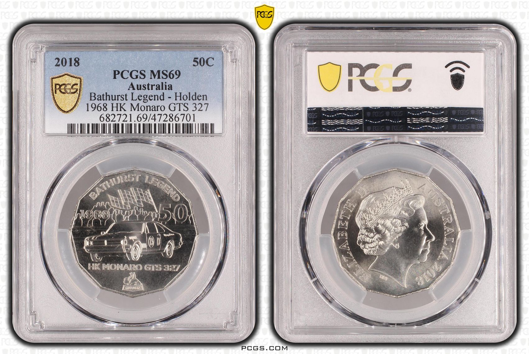 Bathurst Legend - Holden 1968 HK Monaro GTS 327, Fifty Cent, 2018, PCGS MS69