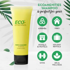 ECO AMENITIES TRAVEL SIZE SHAMPOO BULK - 4 PACK, 30ML, 1 OZ HOTEL SHAMPOO SUPPLIES FOR GUESTS - GREEN TEA SCENT ECO SHAMPOO, MINI