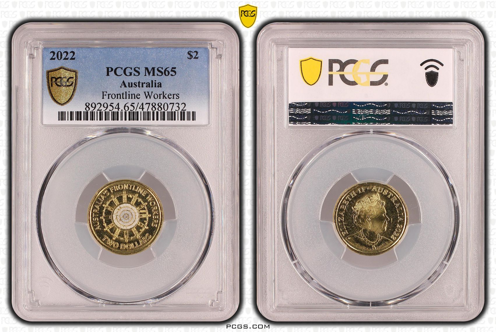 Elizabeth II, Frontline Workers, Two Dollar, 2022, PCGS MS65
