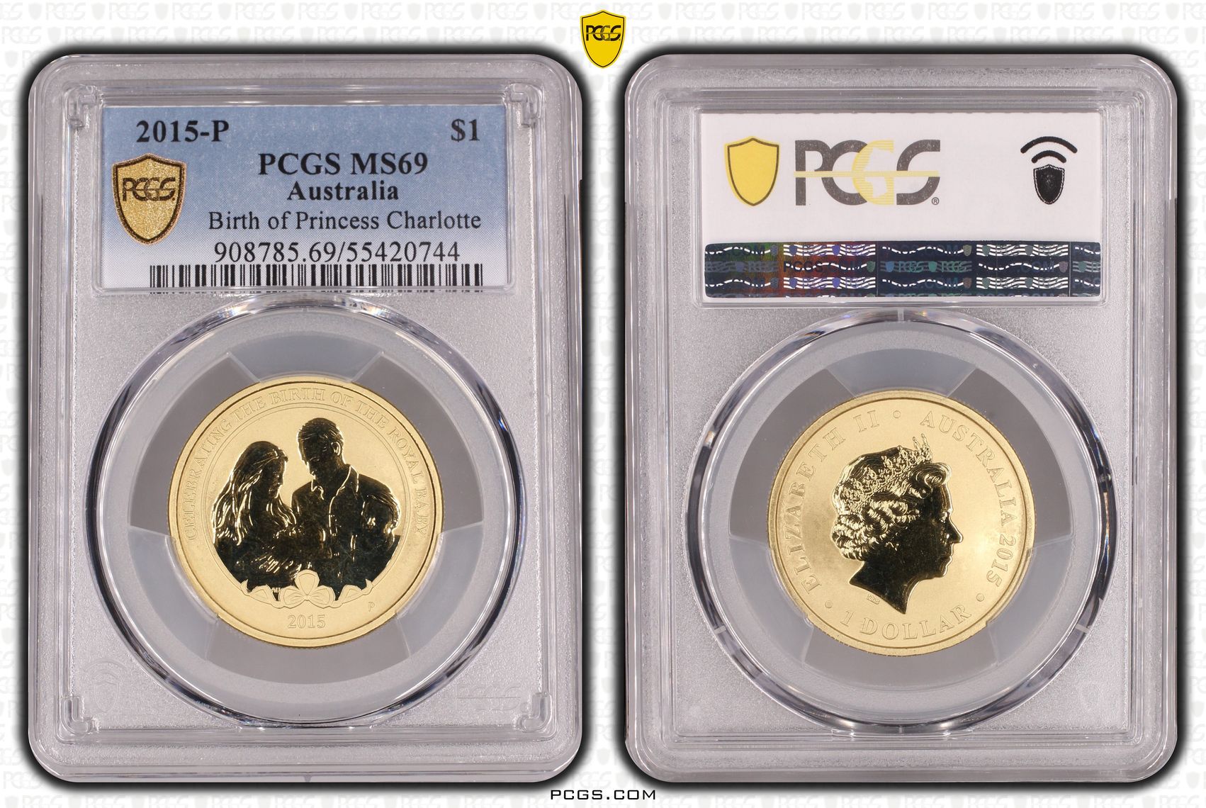 Birth of Princess Charlotte, POP 5/0, One Dollar, 2015-P, PCGS MS69