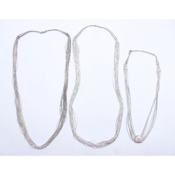 Box 3pc Liquid Sterling Multi-Strand Necklaces - 110 Grams TW