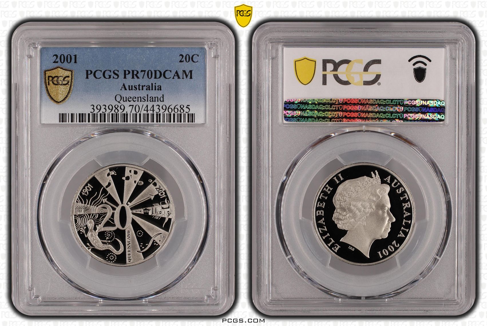 2001 Australian Twenty Cent, 20c Proof Queensland PCGS - PR70DCAM POP 48/0 -685