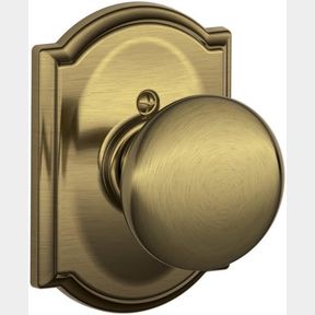 SCHLAGE F170 PLY 609 CAM CAMELOT COLLECTION PLYMOUTH DECORATIVE TRIM KNOB, ANTIQUE BRASS