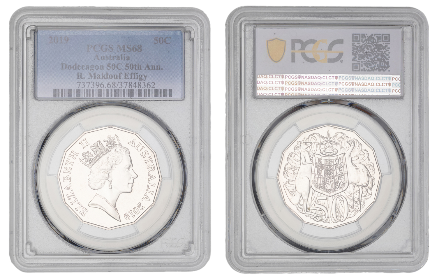 Elizabeth II, Dodecagon 50C 50th Ann. R. Maklouf Effigy, Fifty Cent, 2019, PCGS MS68