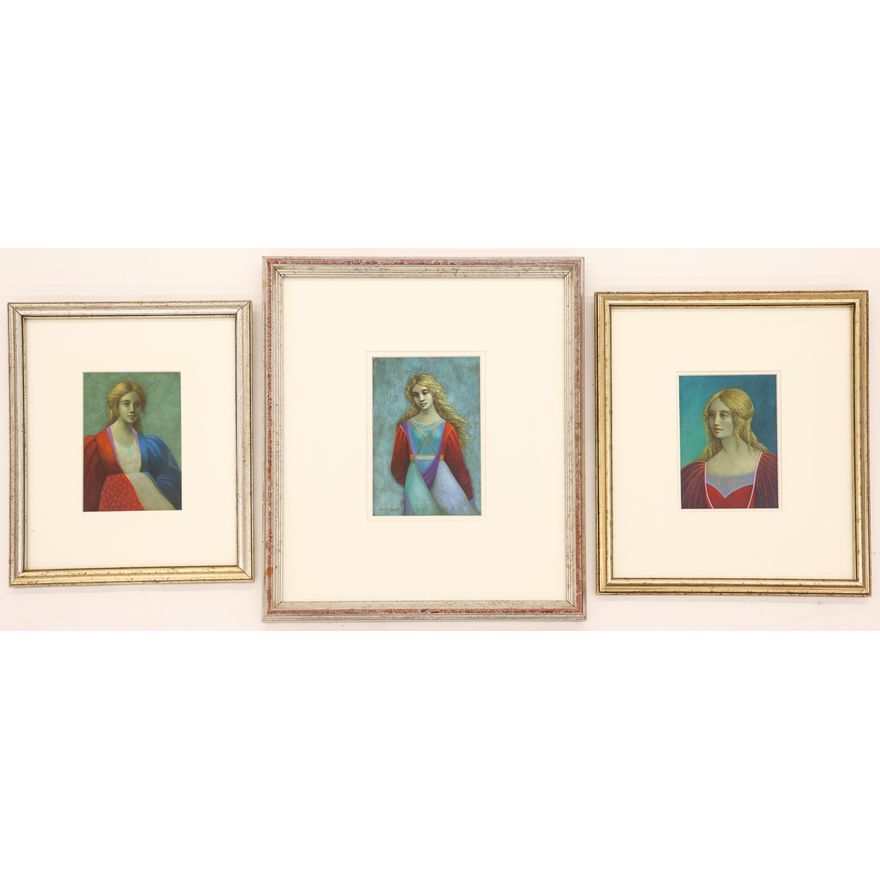 Betty Frost ''Three Works: Women in Red Robes'' Oils