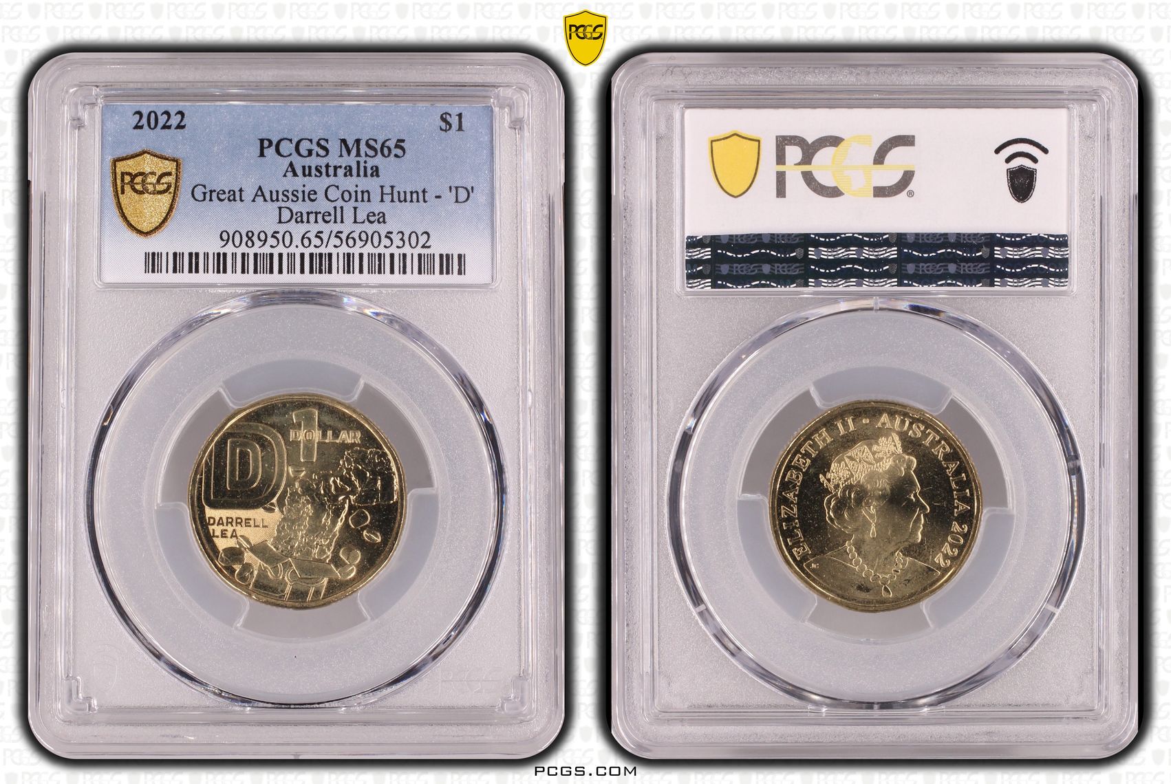 Great Aussie Coin Hunt - 'D' Darrell Lea, One Dollar, 2022, PCGS MS65