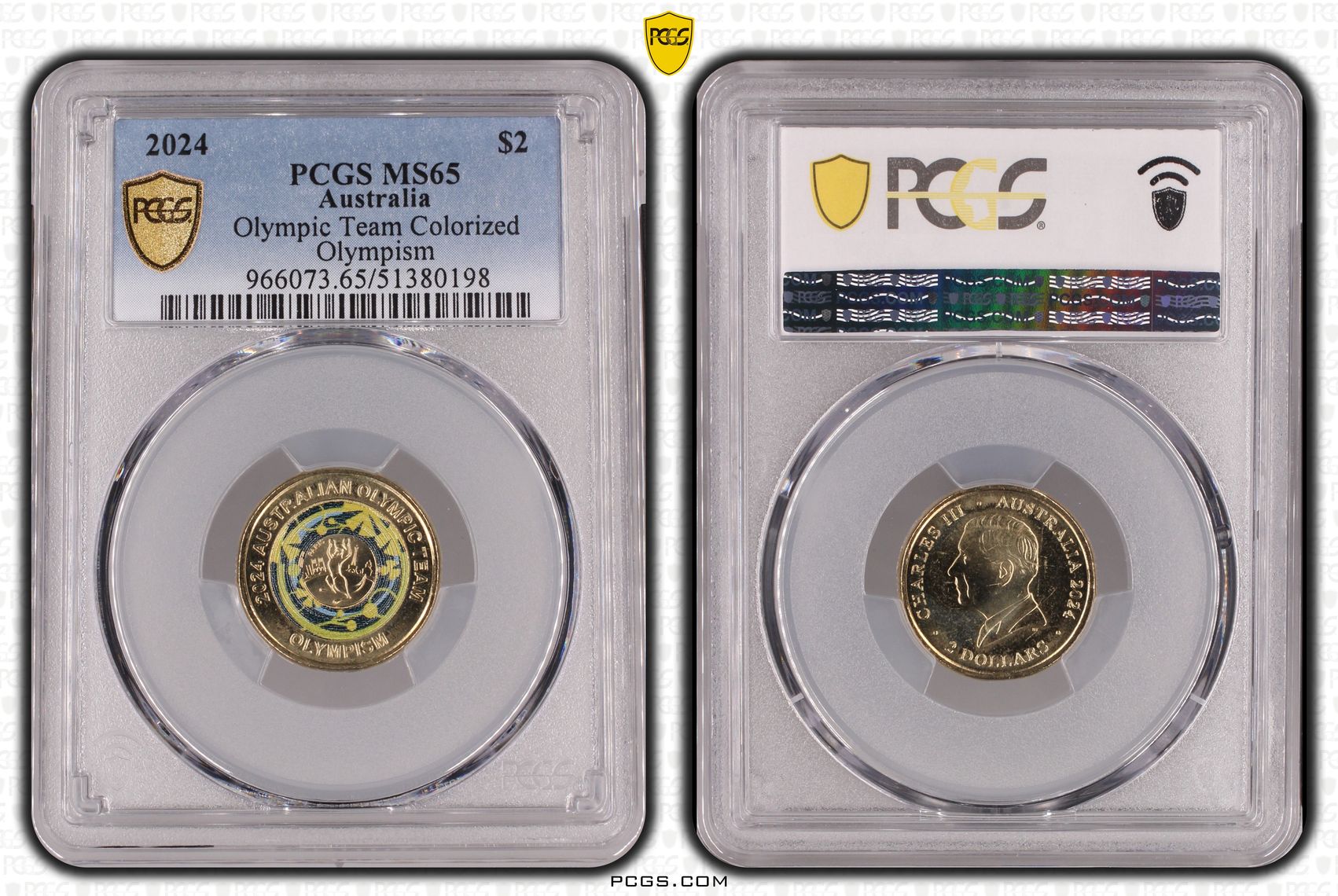 Olympic Team Colorized Olympism, Two Dollar, 2024, PCGS MS65