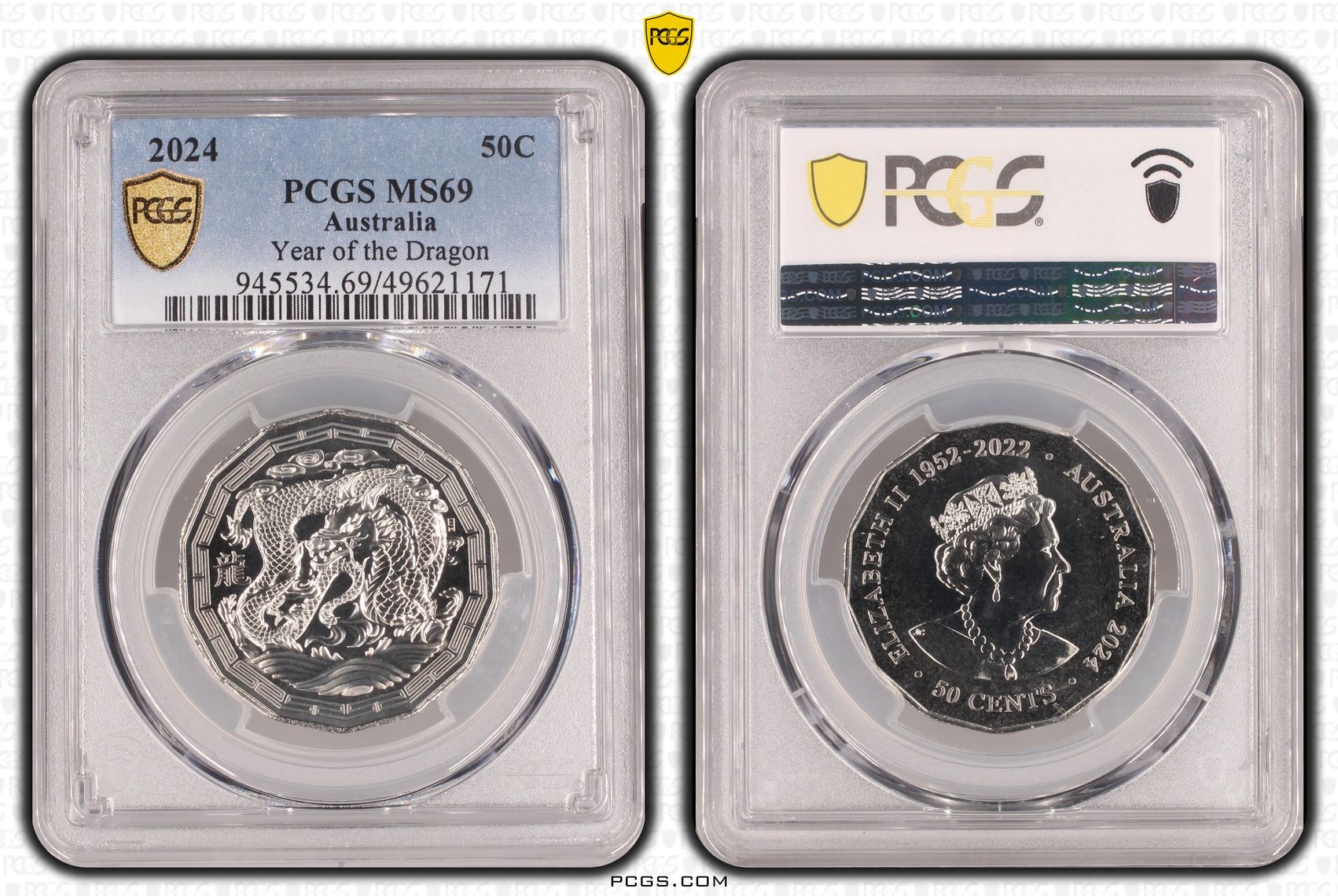 185 · Year of the Dragon , Fifty Cent, 2024, PCGS MS69