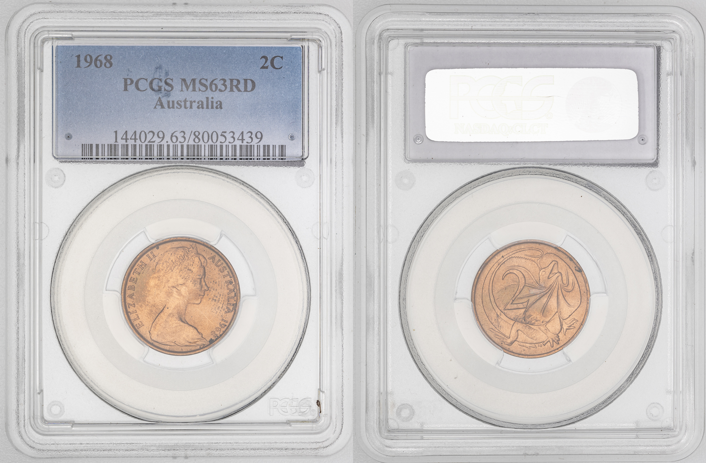 107 · Elizabeth II,  , Two Cent, 1968, PCGS MS63RD