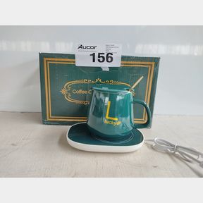 CLASSY ELECTRIC COFFEE WARMER COASTER AND MUG SET - GREEN -