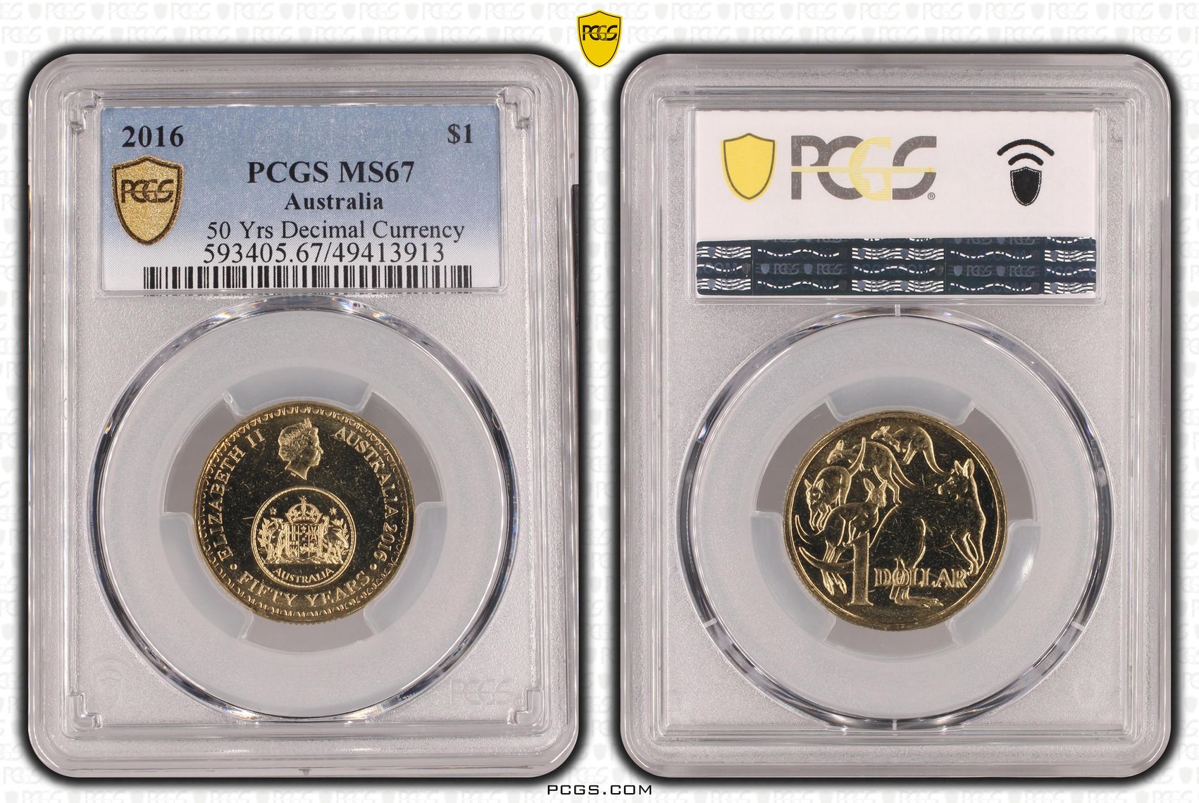 Elizabeth II, 50 Yrs Decimal Currency , One Dollar, 2016, PCGS MS67