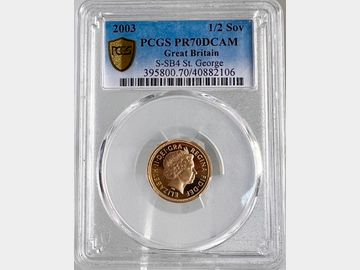 2003 ELIZABETH II PROOF GOLD HALF SOVEREIGN PR70 DCAM TOP POP!