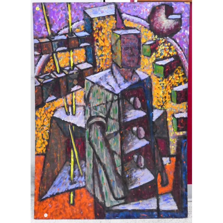 Unsigned Windsor Utley Surrealist Oil on Masonite- 48x34''