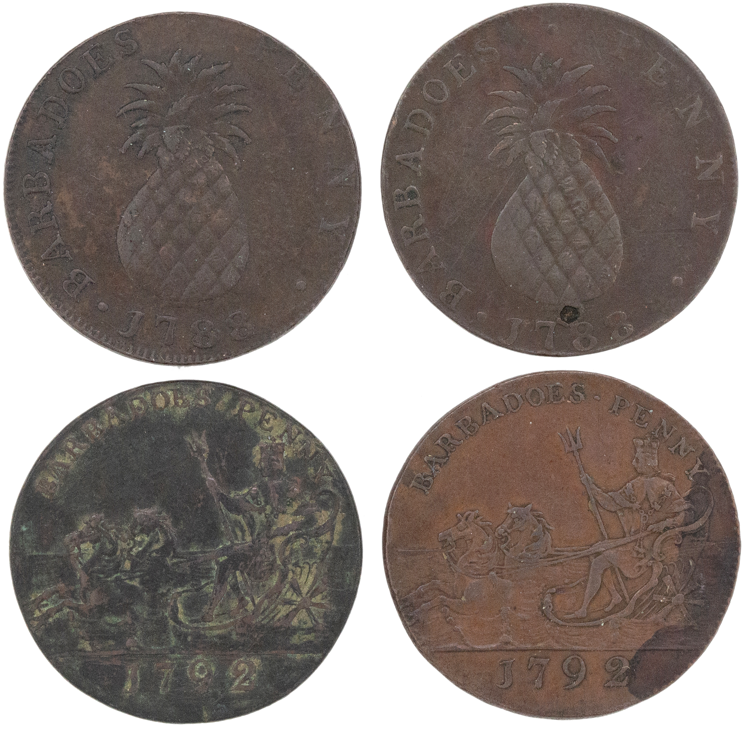 Barbados, Penny, 1788 - 1792, VG - EF