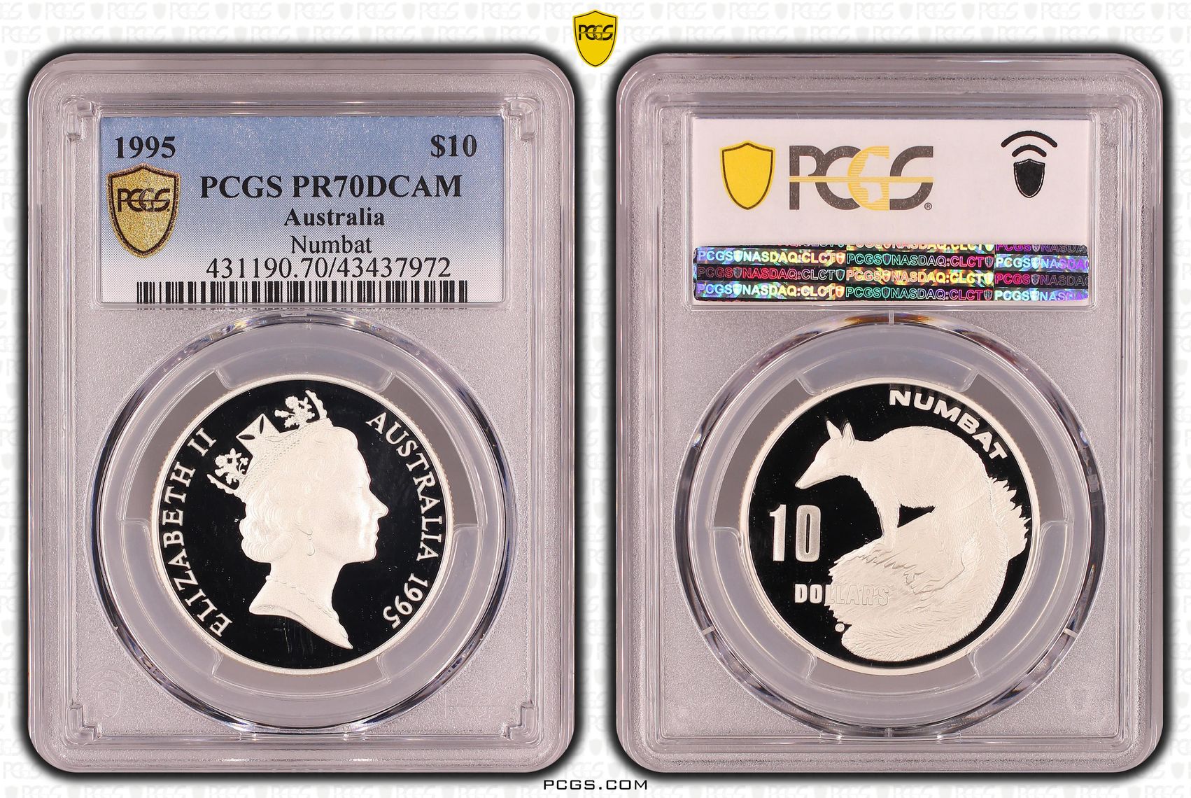 Elizabeth II, Silver, Numbat, Ten Dollar, PR70DCAM , 1995 PCGS POP - 10/0
