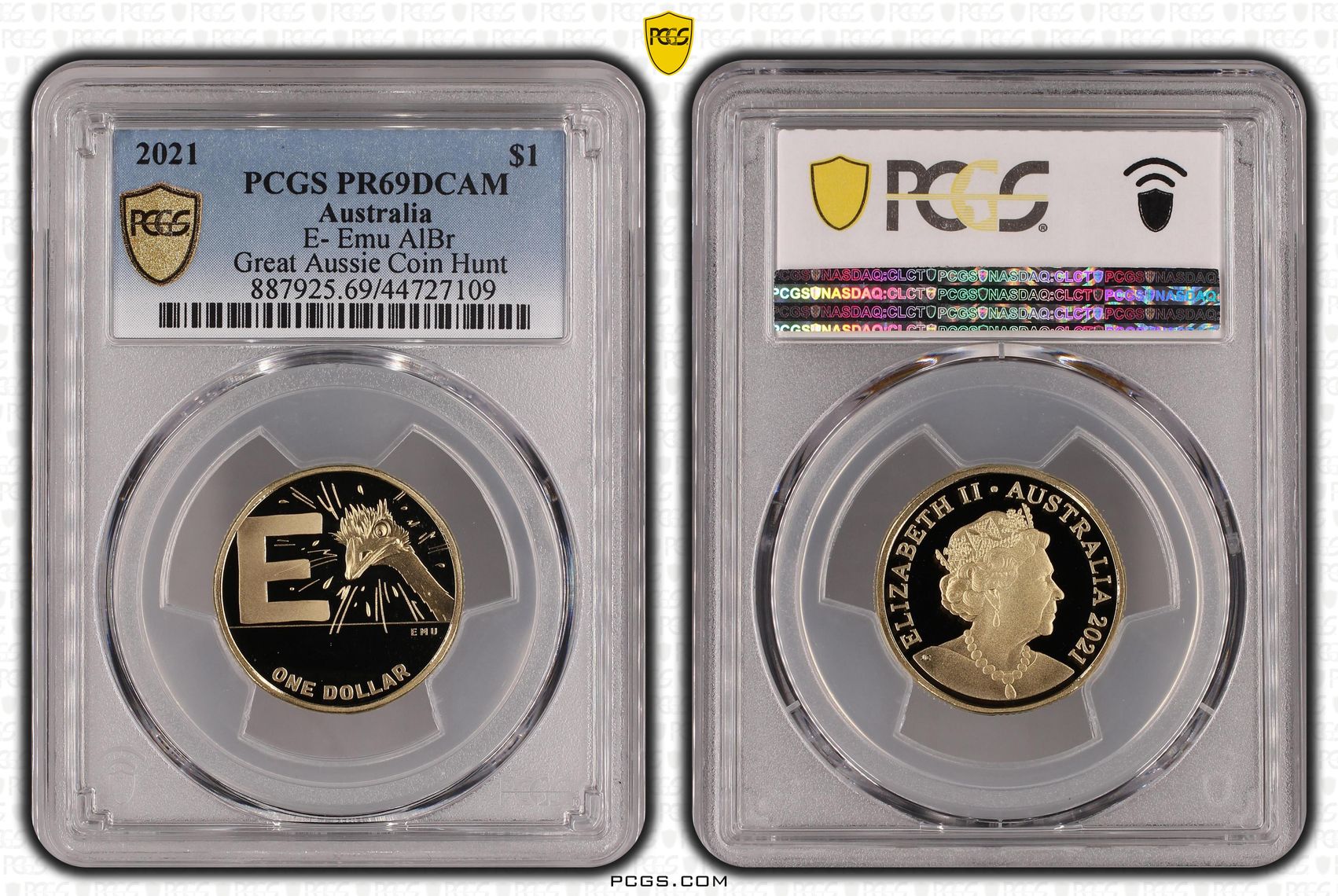 2021 Australia One Dollar, $1 E- Emu AlBr PCGS - PR69DCAM -109