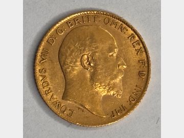 1907 EDWARD VII LONDON MINT GOLD HALF SOVEREIGN