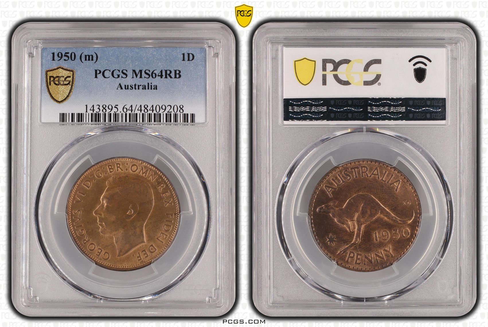 George VI, Penny, 1950, PCGS MS64RB