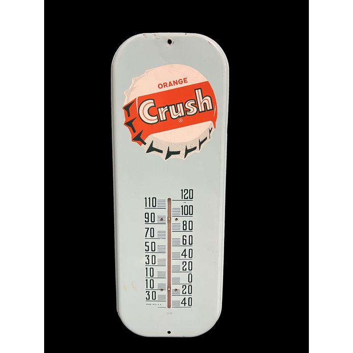 Orange Crush Tin Metal Soda Thermometer