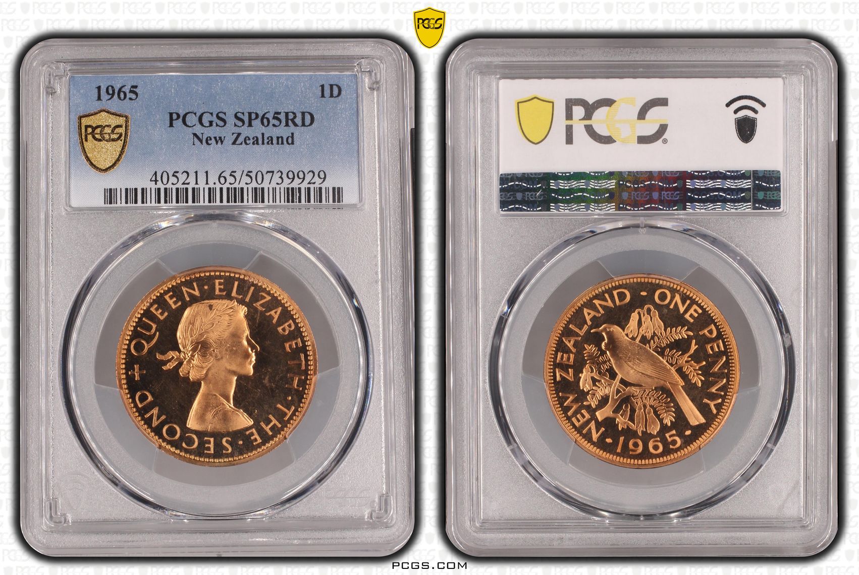 New Zealand, Elizabeth II, Penny, 1965, PCGS SP65RD