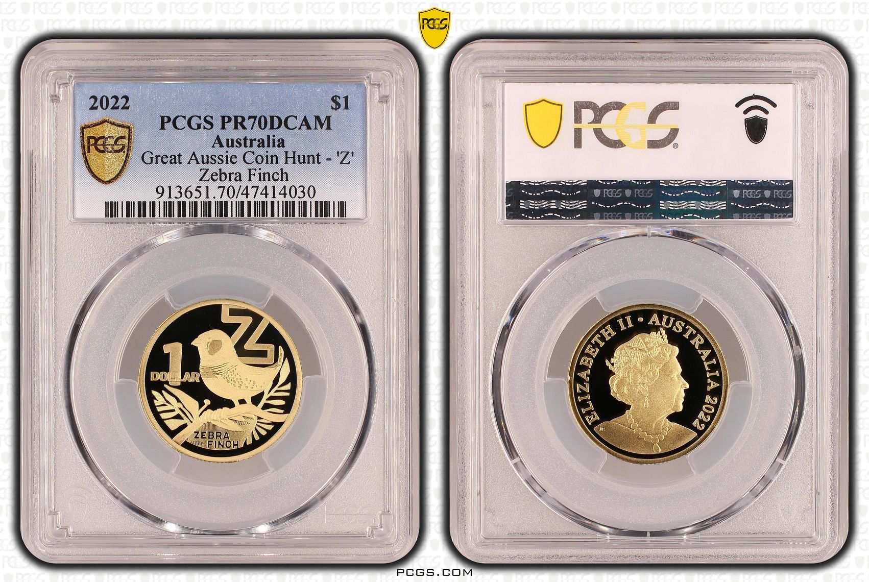 Great Aussie Coin Hunt - 'Z' POP 17/0, One Dollar, 2022, PCGS PR70DCAM