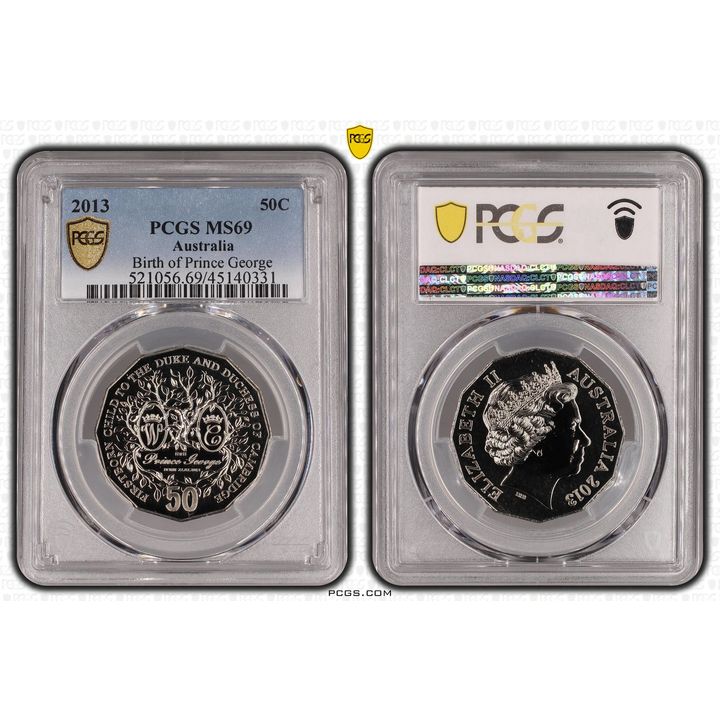 2013 Australian Fifty Cent, 50c Birth of Prince George PCGS - MS69 -331