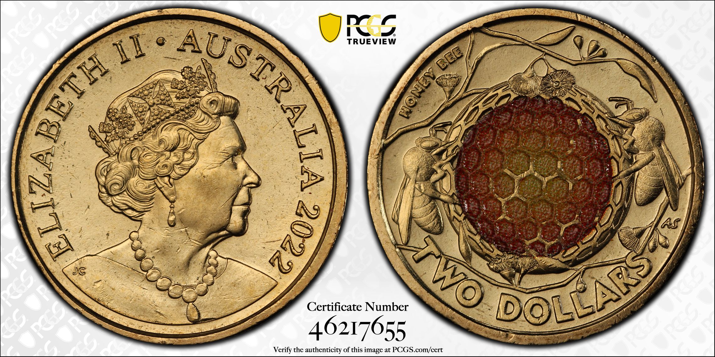 Honey Bee Colorized, Two Dollar, 2022, PCGS MS67
