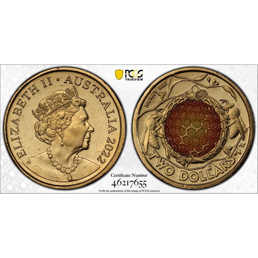 Honey Bee Colorized, Two Dollar, 2022, PCGS MS67