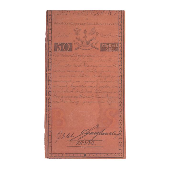 BILET SKARBOWY INSUREKCJI KOŚCIUSZKOWSKIEJ, 1794 R.