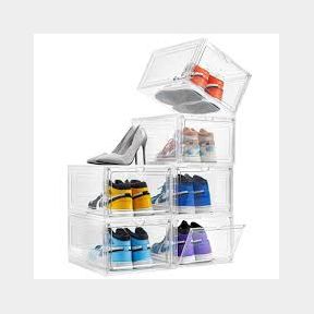 Stackable Shoe Organiser Boxes - 6 Pack - Clear Plastic- 51745/20986
