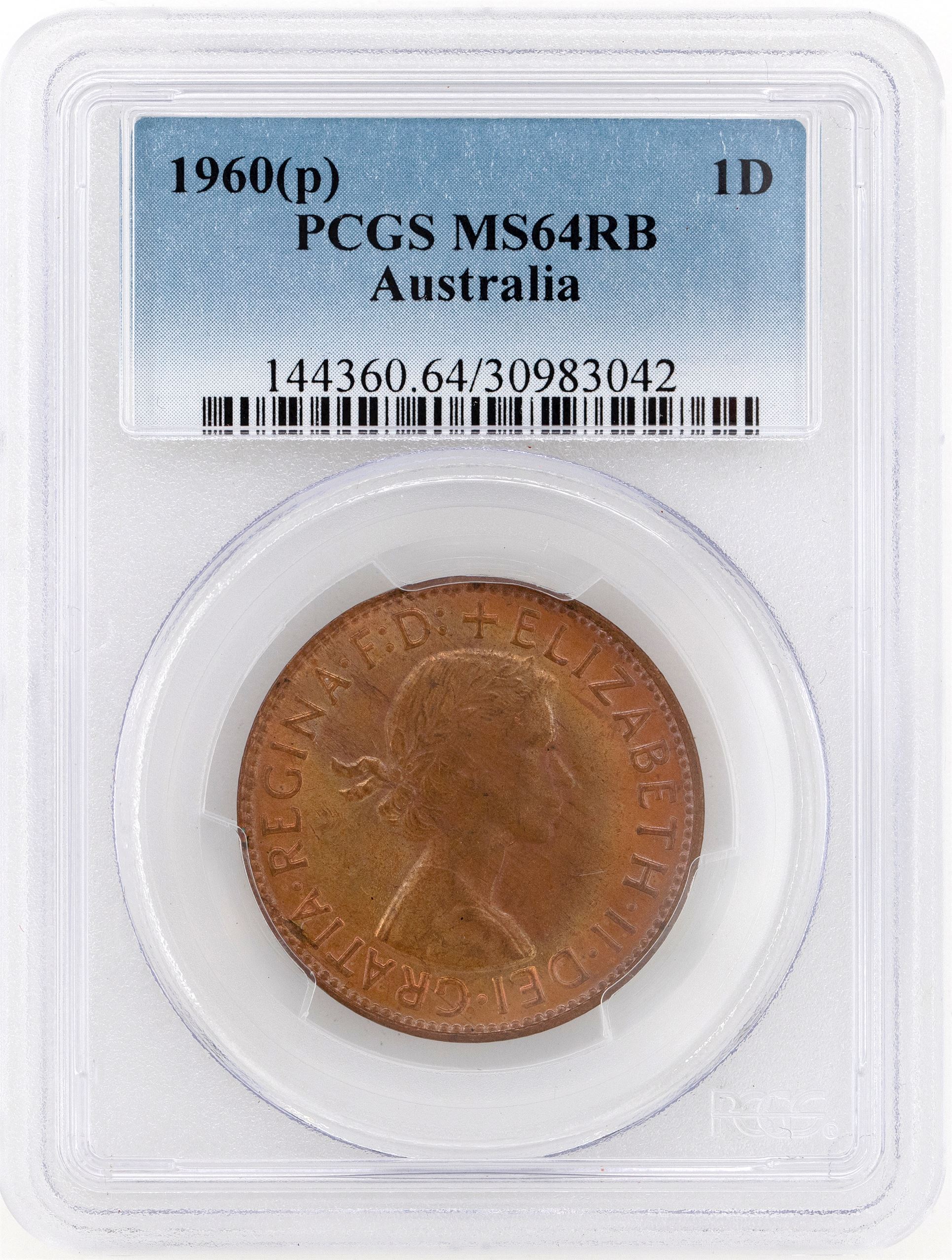 1960 Australia Penny PCGS - MS64RB -042