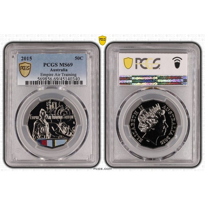 2015 Australian Fifty Cent, 50c Empire Air Training Scheme PCGS - MS69 POP 14/0 -340