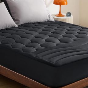 BEDSURE BLACK TWIN XL MATTRESS PAD - SOFT MATTRESS TOPPER FOR COLLEGE DORM ROOM ESSENTIALS, EXTRA LONG TWIN BED COVER PROTECTOR WI