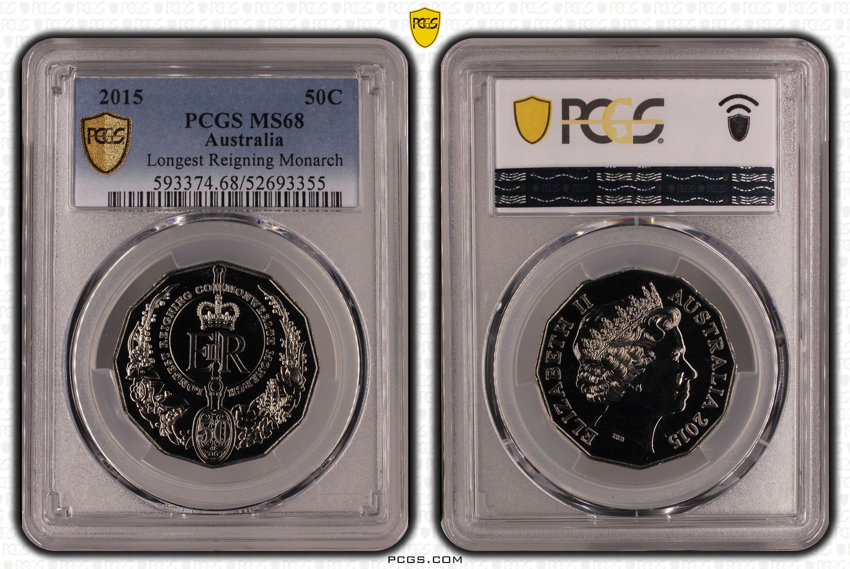 Longest Reigning Monarch, Fifty Cent, 2015, PCGS MS68