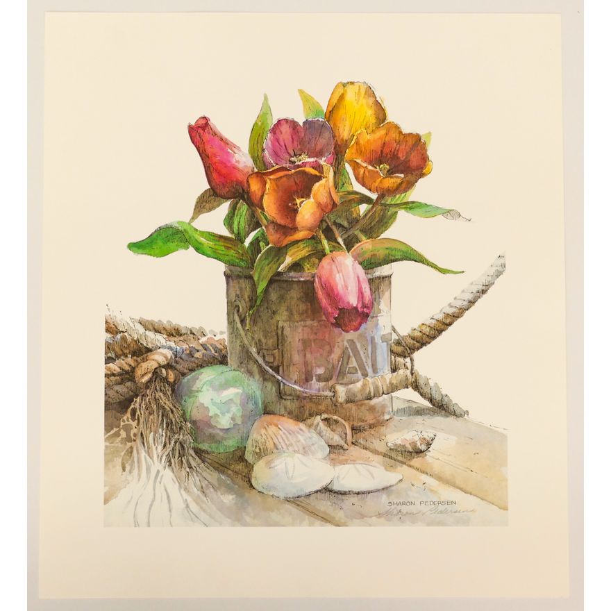 Sharon Pedersen ''Flowers on the Dock Still Life'' Pencil Signed