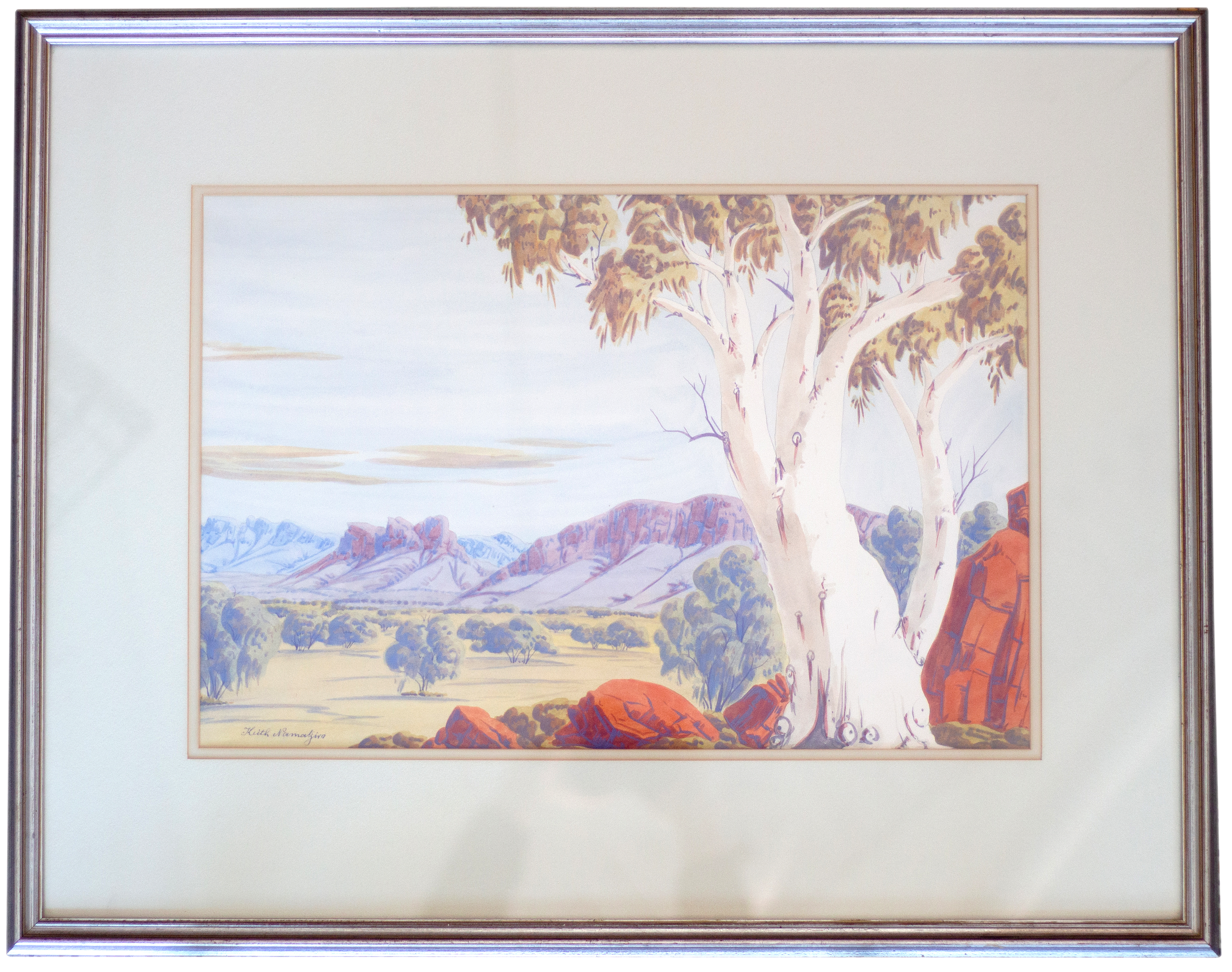 199 · Keith Namatjira (1938-1977), Watercolour Outback Landscape, c.1974, VGC