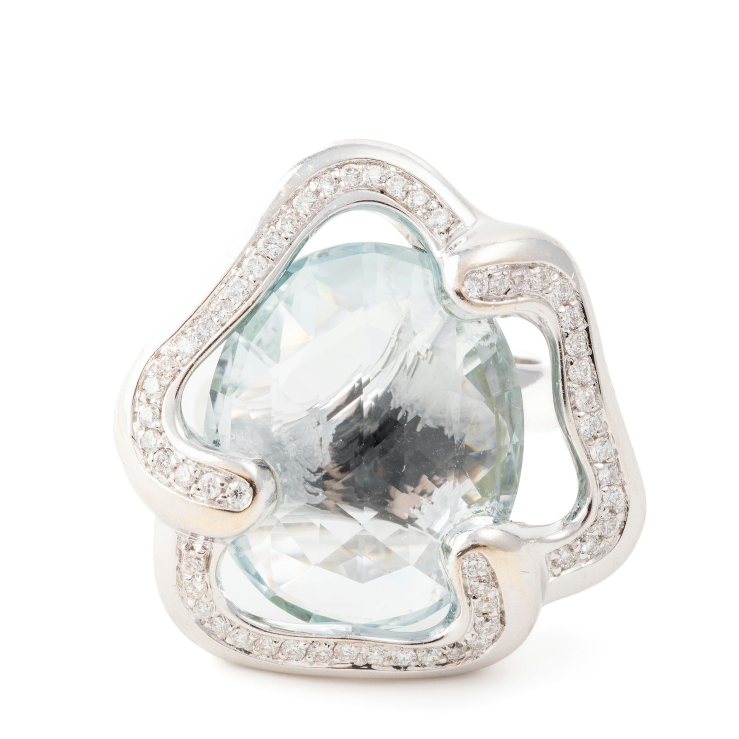 16.0 Carat Aquamarine & Diamond Ring 18ct Gold,