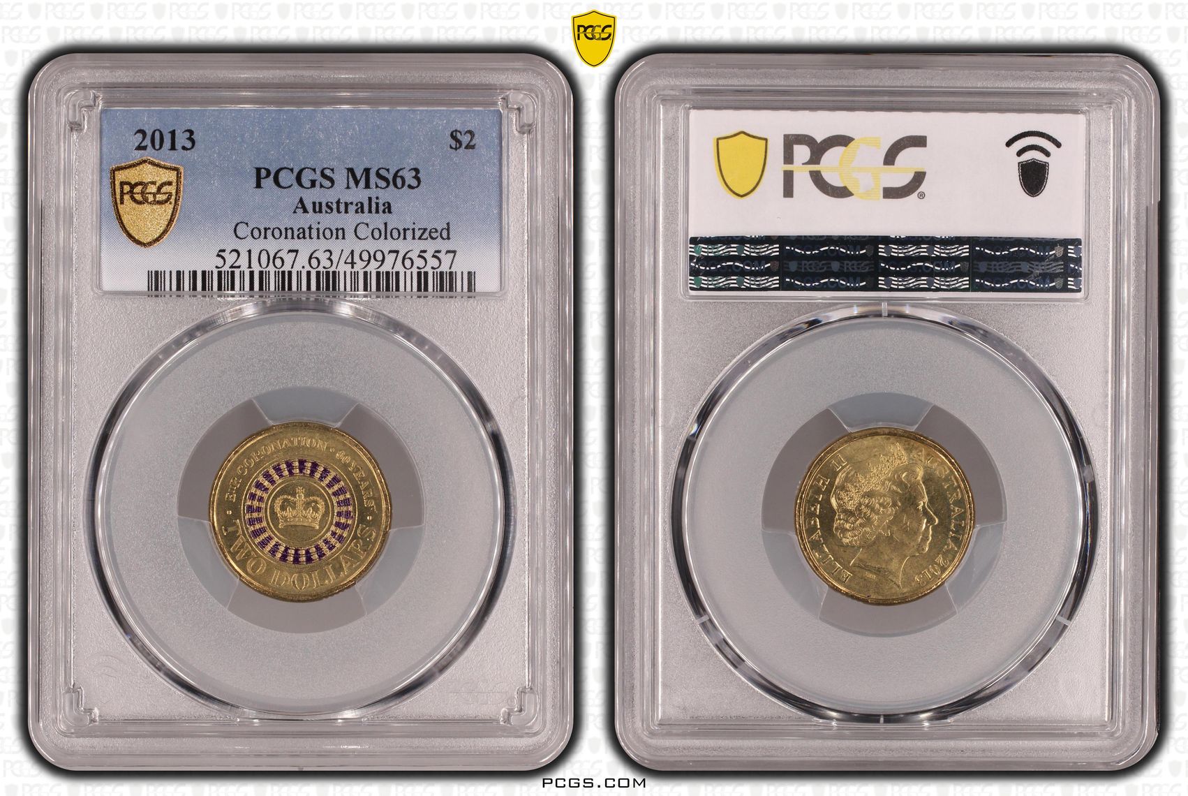 Coronation Colourised, Two Dollar, 2013, PCGS MS63