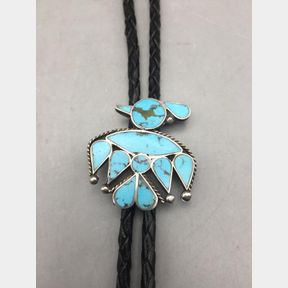 Vintage Zuni Inlay Thunderbird Bolo Tie
