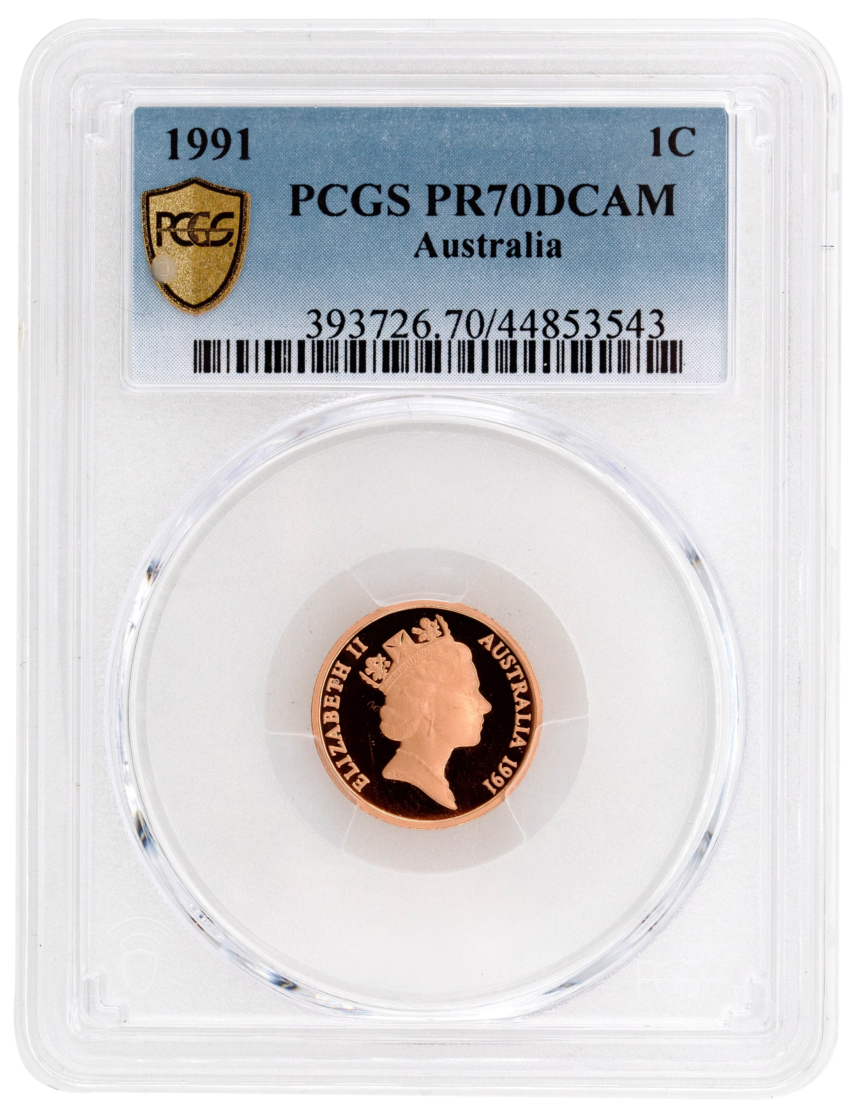 354 · 1991 Australia One Cent, 1c PCGS - PR70DCAM POP 45/0 -543